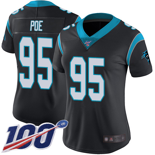Carolina Panthers Limited Black Women Dontari Poe Home Jersey NFL Football #95 100th Season Vapor Untouchable->women nfl jersey->Women Jersey